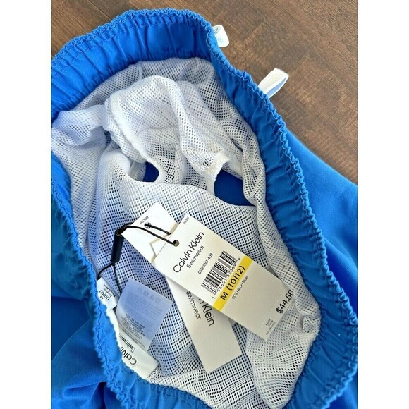 Calvin Klein Big Boys Logo Swim Trunks Neon Blue Size Medium 10-12 - Picture 6 of 6